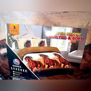 OSAKA 3pc Sherpa Flannel REVERSIBLE Comforter Set NEW CALI KING